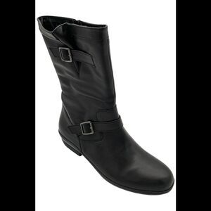 David Tate Women's Dorthy Zip Leather Boots Black - Extra Wide